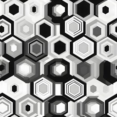 82. **Create a seamless pattern with geometric, hexagonal shapes in a modern, monochrome palette.**