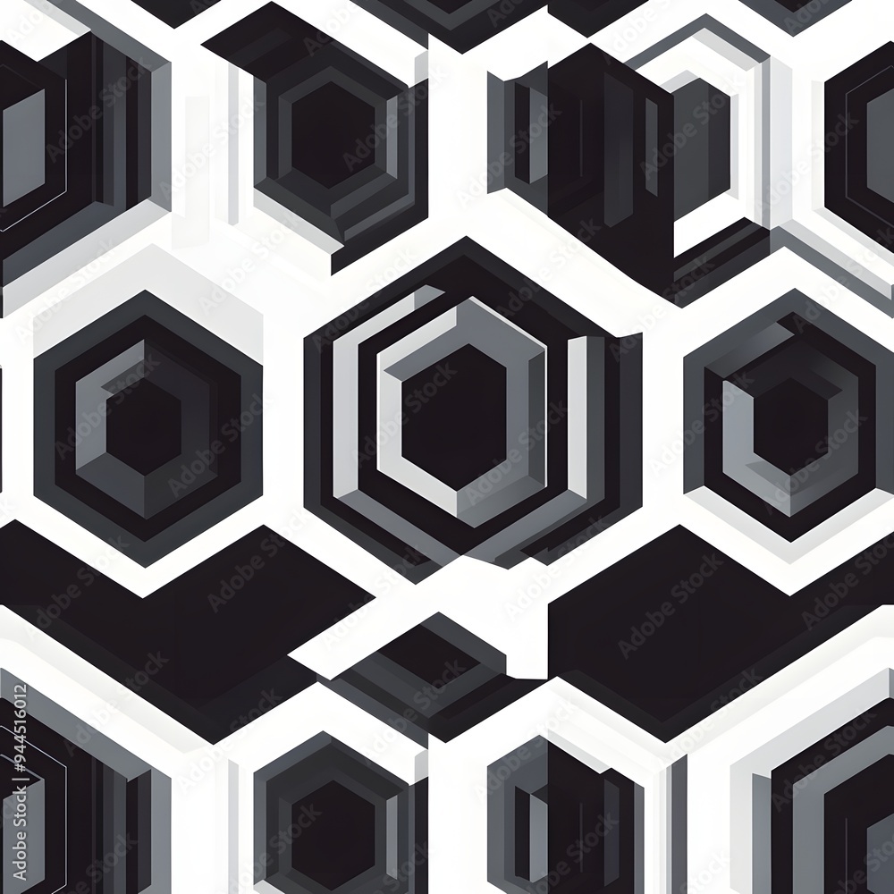 Aufkleber 82. **create a seamless pattern with geometric, hexagonal shapes in a modern, monochrome palette.**