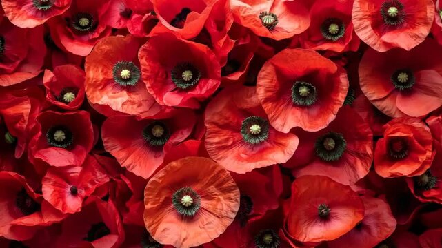 red poppy flowers background, symbol for remembrance, memorial, anzac day
