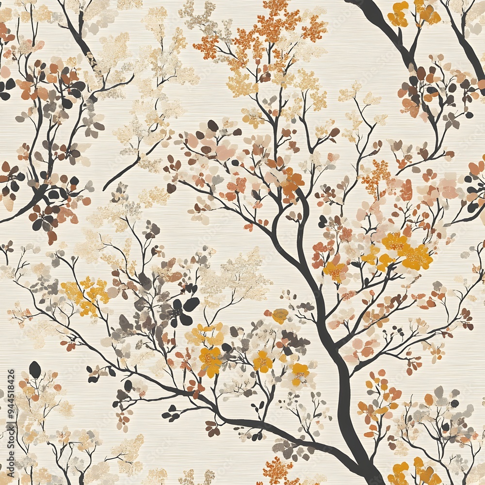 Poster 87. **generate a seamless pattern of delicate, nature-inspired patterns in a soft, earthy palette.**