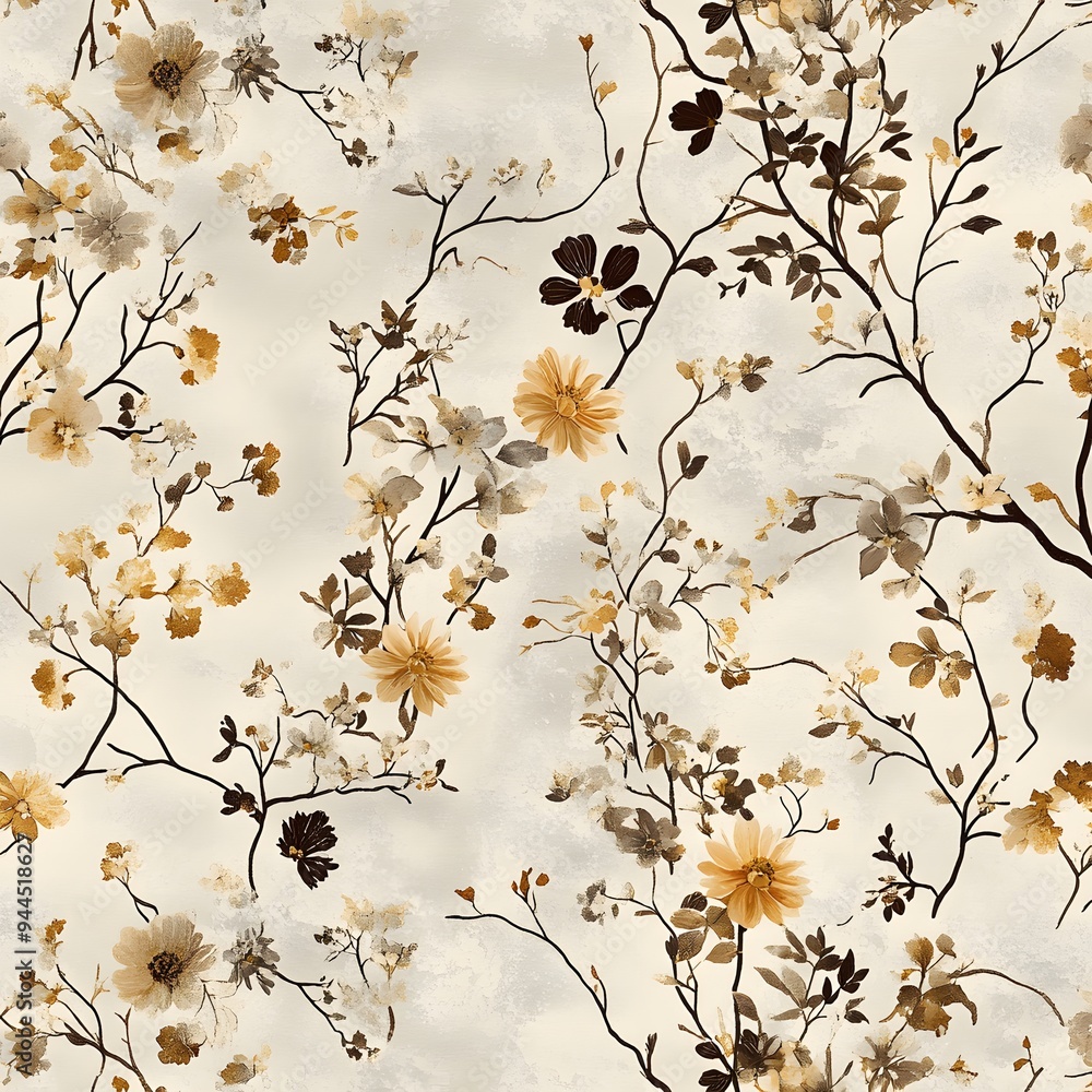 Poster 87. **generate a seamless pattern of delicate, nature-inspired patterns in a soft, earthy palette.**