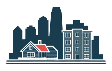 Obraz premium Vector logo design of a city building, skyline house, apartment.
