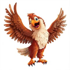 Naklejka premium Eagle Happiness emotion fantasy animal cartoon isolated whitebackground 16:9