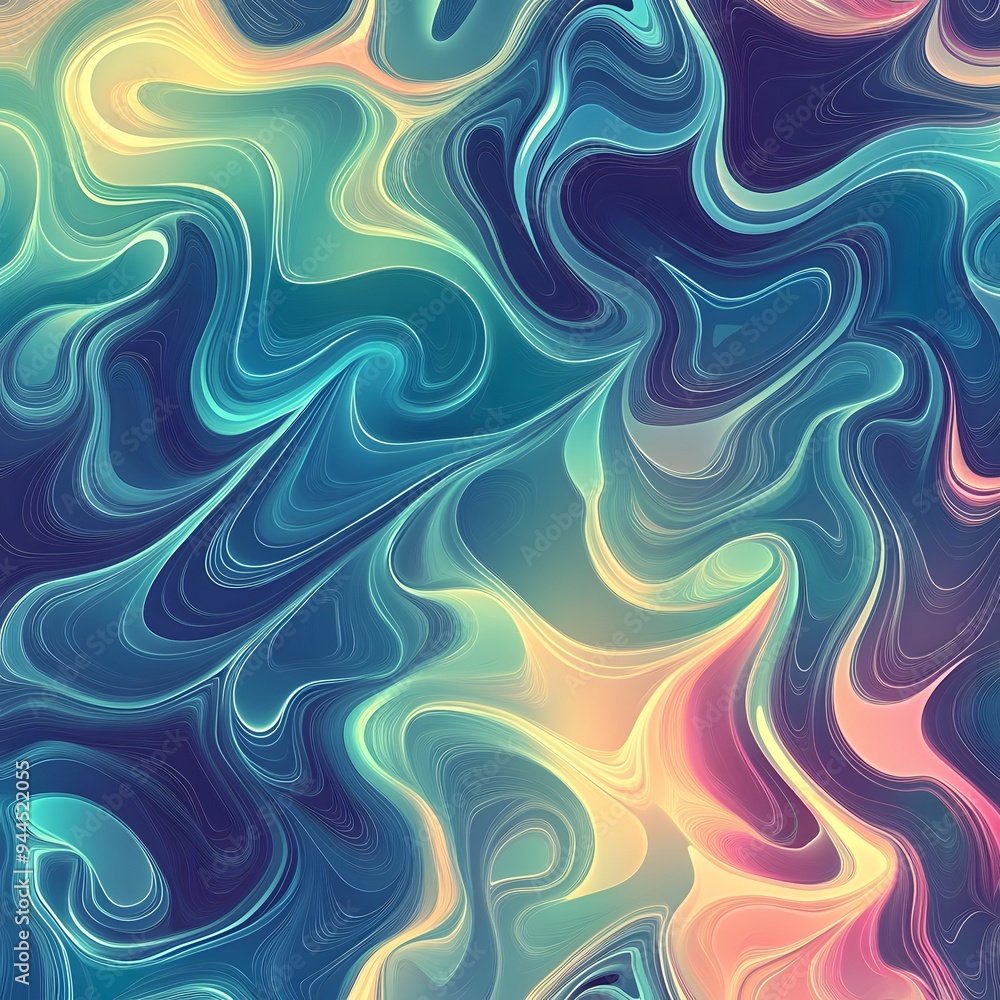 Poster 94. **create a seamless pattern with abstract, fluid lines in a dynamic, gradient color scheme.**