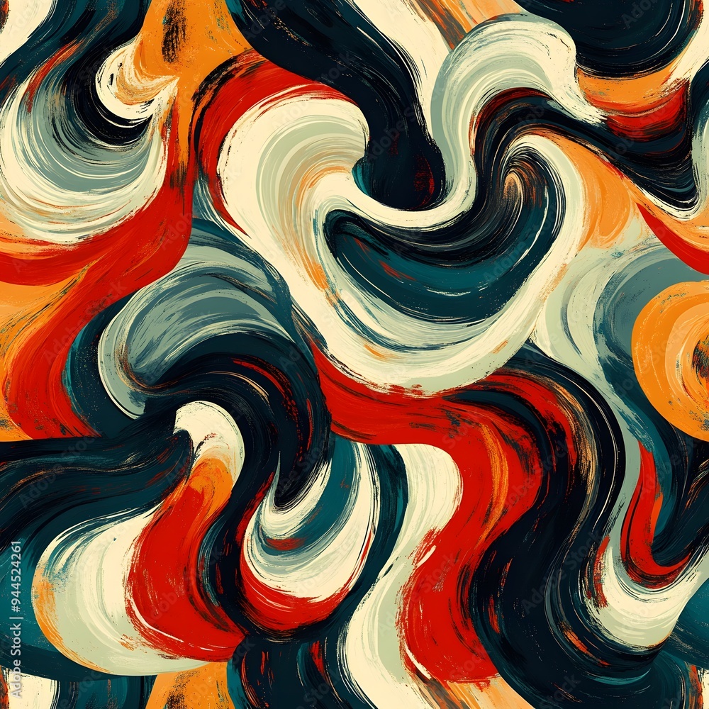 Aufkleber 69. **generate a seamless pattern of abstract, swirling brush strokes in a dynamic color palette.**