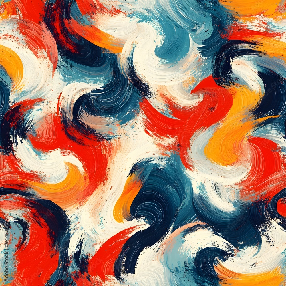 Poster 69. **generate a seamless pattern of abstract, swirling brush strokes in a dynamic color palette.**