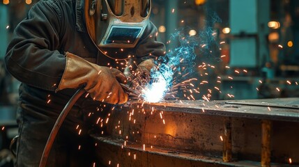Marine Engineer inspection Marine engineer's hands welding a section of a ship's hull