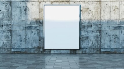 Blank Billboard on Concrete Wall Mockup.