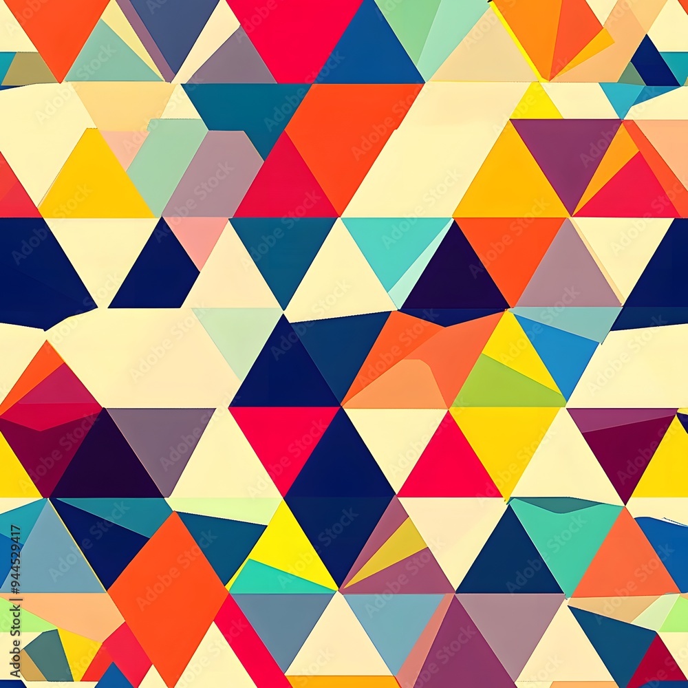Poster 63. **generate a seamless pattern of abstract, overlapping triangles in a bold, vibrant palette.**