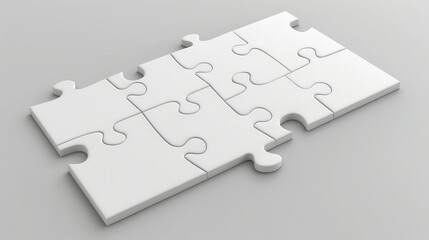 White jigsaw puzzle pieces on a grey background.