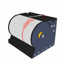 Illustration of a seismograph, a tool for detecting and measuring earthquakes.