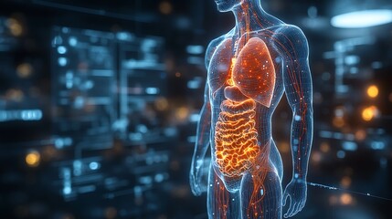  Anatomy of the human body with digestive system. 3d illustration design 