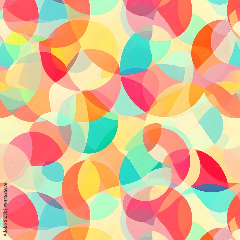 Poster 39. **generate a seamless pattern of playful, overlapping circles in a spectrum of bright colors.**