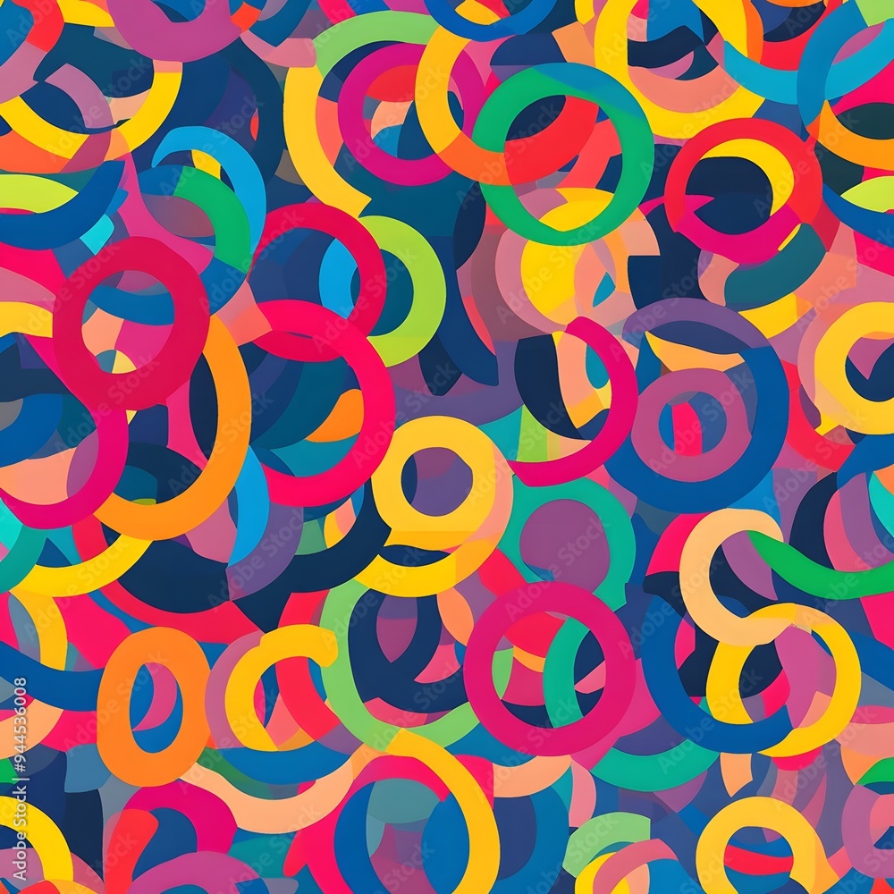 Poster 39. **generate a seamless pattern of playful, overlapping circles in a spectrum of bright colors.**