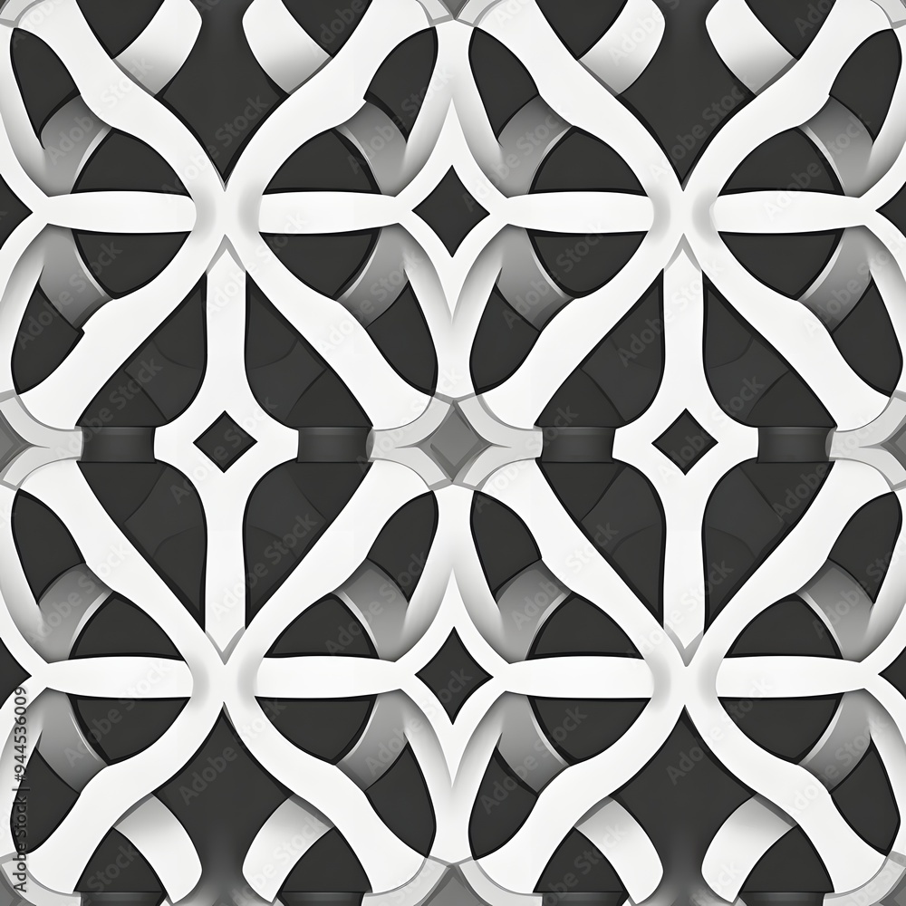 Aufkleber 40. **create a seamless pattern with geometric, interlocking shapes in a monochromatic grayscale.**