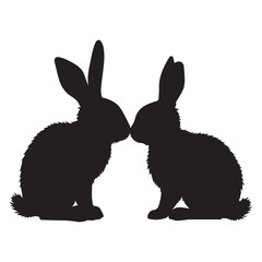 Vector Bunny Silhouettes and white background