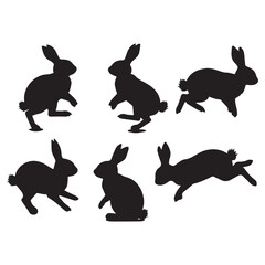 Vector Bunny Silhouettes and white background