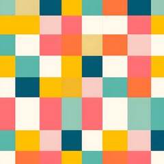 44. **Design a seamless pattern featuring a classic, gingham check in vibrant summer colors.**