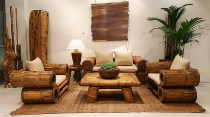 Bamboo furniture for home decoration. AI generated images