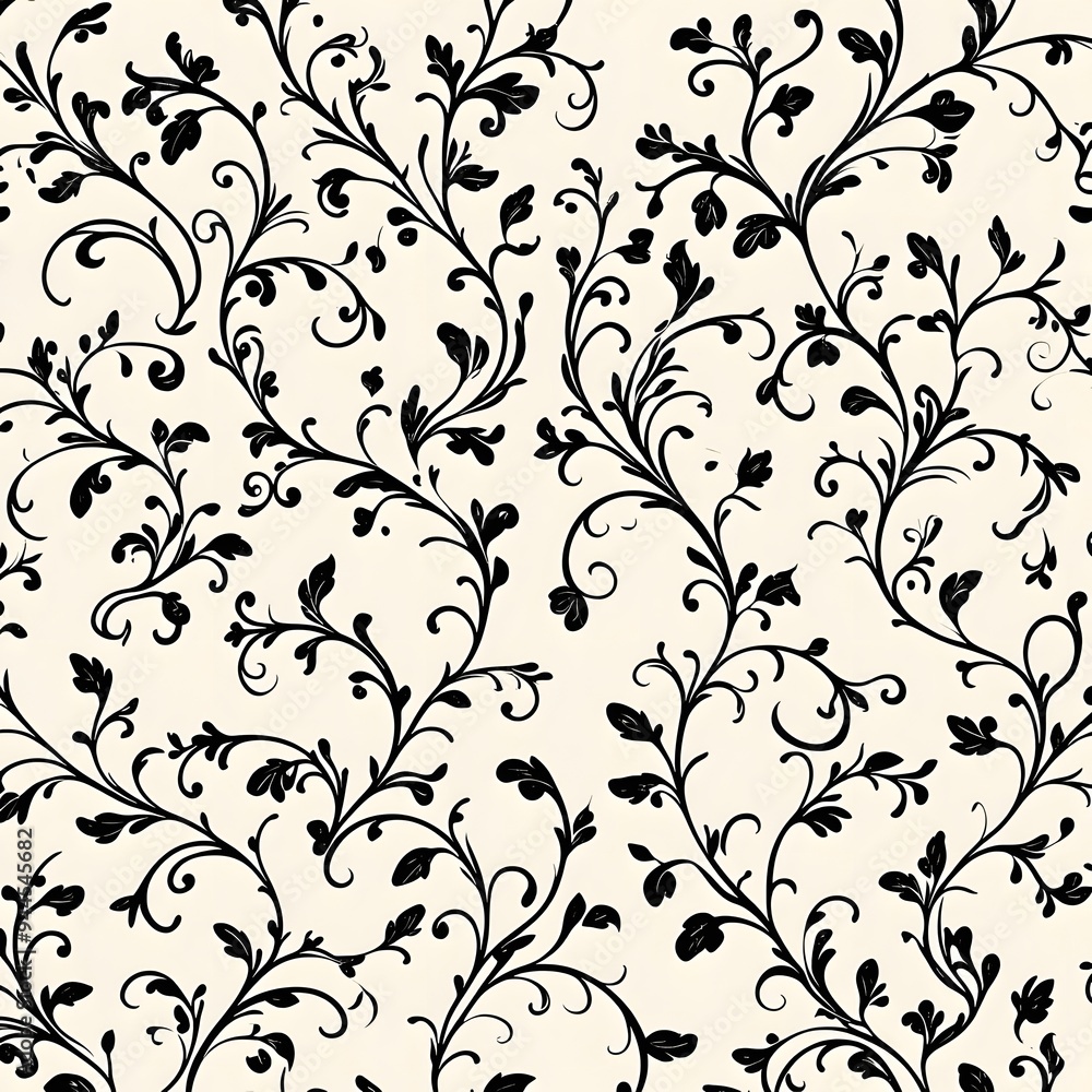 Poster 26. **design a seamless pattern with intricate, scrolling floral vines in a classic, elegant style.*