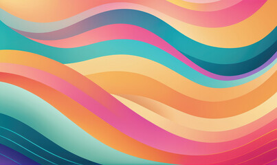 Abstract wavy lines in various shades of pink, blue, yellow, and orange