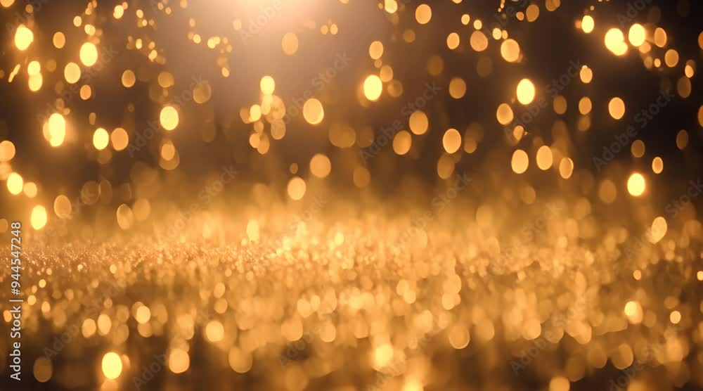 Poster gold glitter background with sparkle shine light confetti abstract motion background shining gold pa
