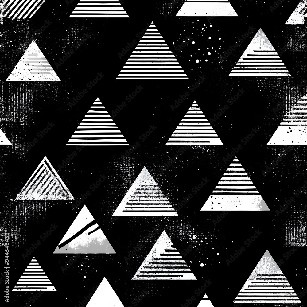Poster 32. **design a seamless pattern with modern, stylized triangles in a bold, monochromatic color schem