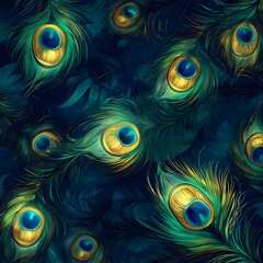 33. **Generate a seamless pattern of elegant peacock feathers in rich, jewel-like colors.**
