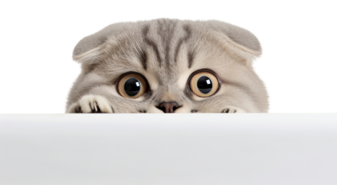 PNG Scottish fold peeking mammal animal.
