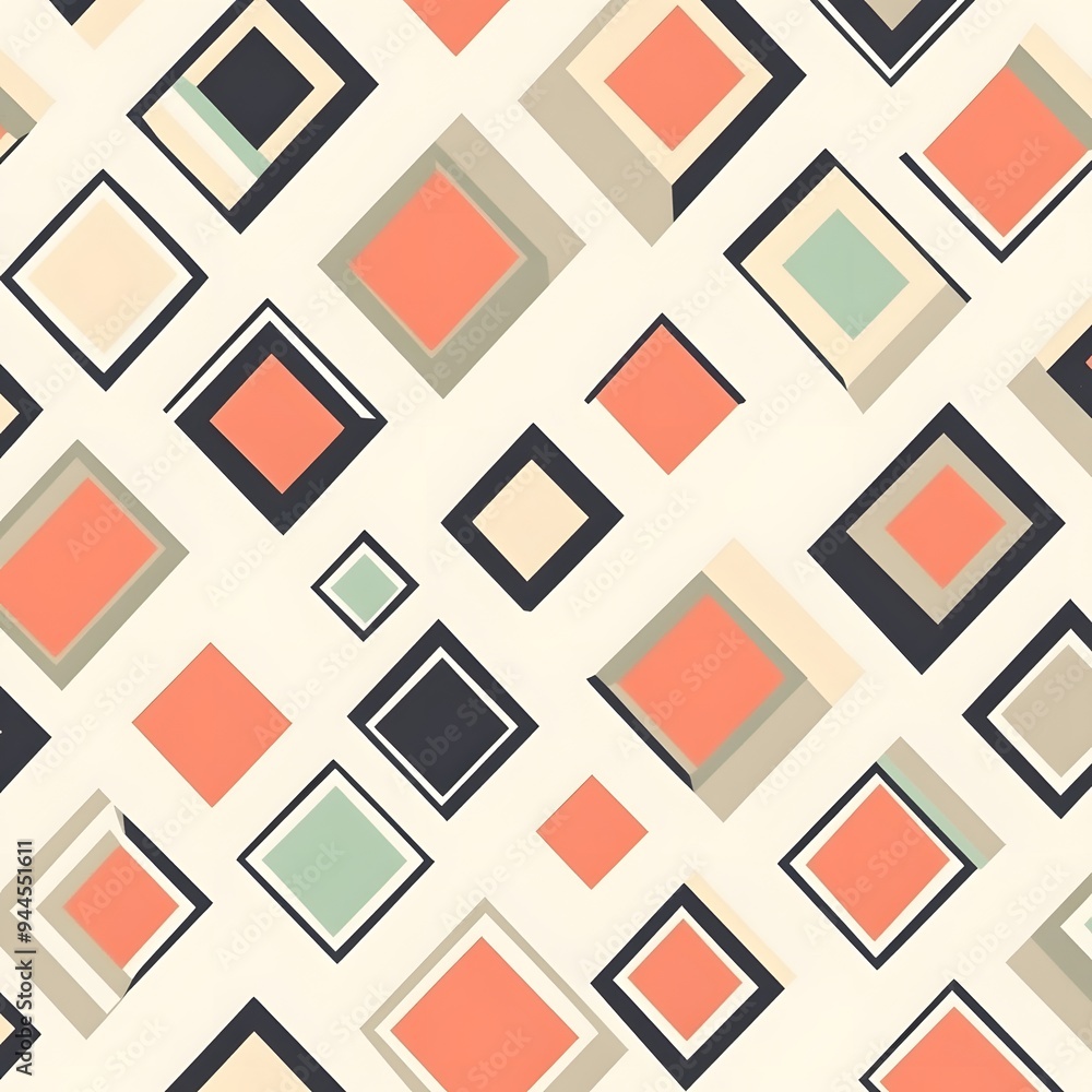 Poster 20. **design a seamless pattern featuring geometric diamonds and squares in a minimalist style.**