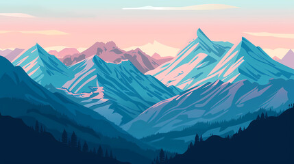 Beautiful mountain landscape illustration