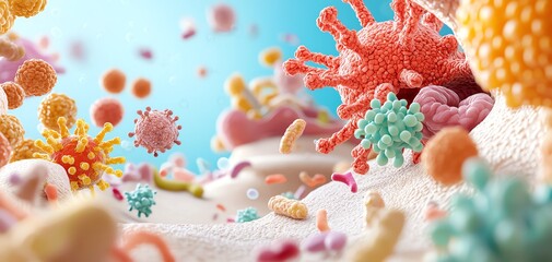 An illustration of immune cells attacking the intestinal lining, representing the autoimmune nature of IBD Inflammatory bowel disease IBD concept.