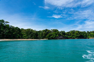 Stunning Tropical Island in Bocas del Toro, Panama with Crystal Clear Caribbean Waters, Lush Green Forest, and Vibrant Coastal Scenery, A Paradise for Nature Lovers and Eco-Tourism Enthusiasts