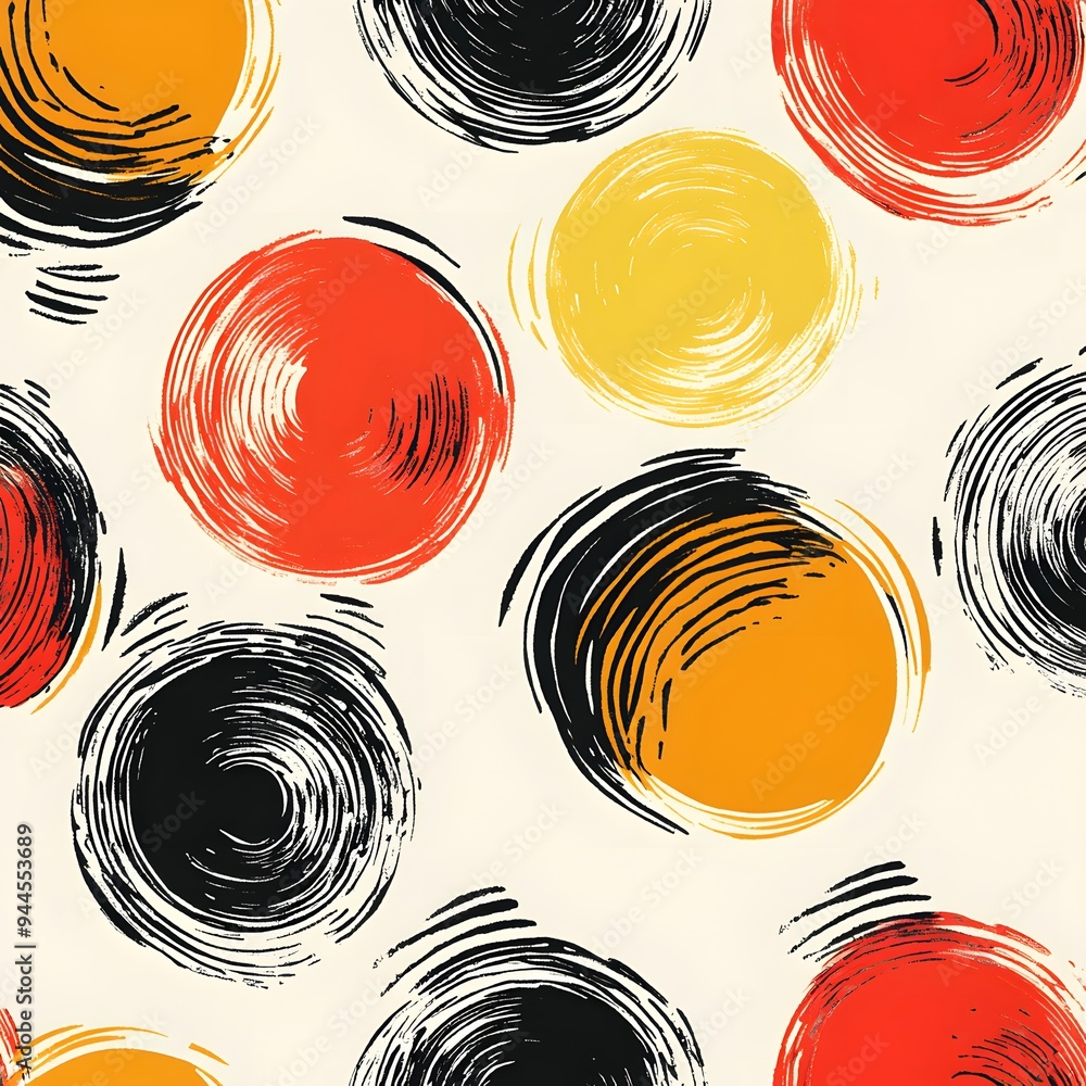 Aufkleber 148. **create a seamless pattern with bold, abstract circles in a high-contrast, modern design.**