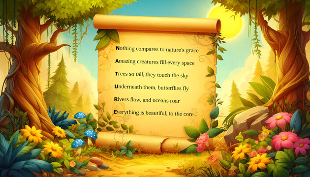 An acrostic poem in English, on a nature theme.