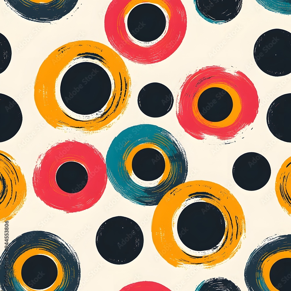 Aufkleber 148. **create a seamless pattern with bold, abstract circles in a high-contrast, modern design.**