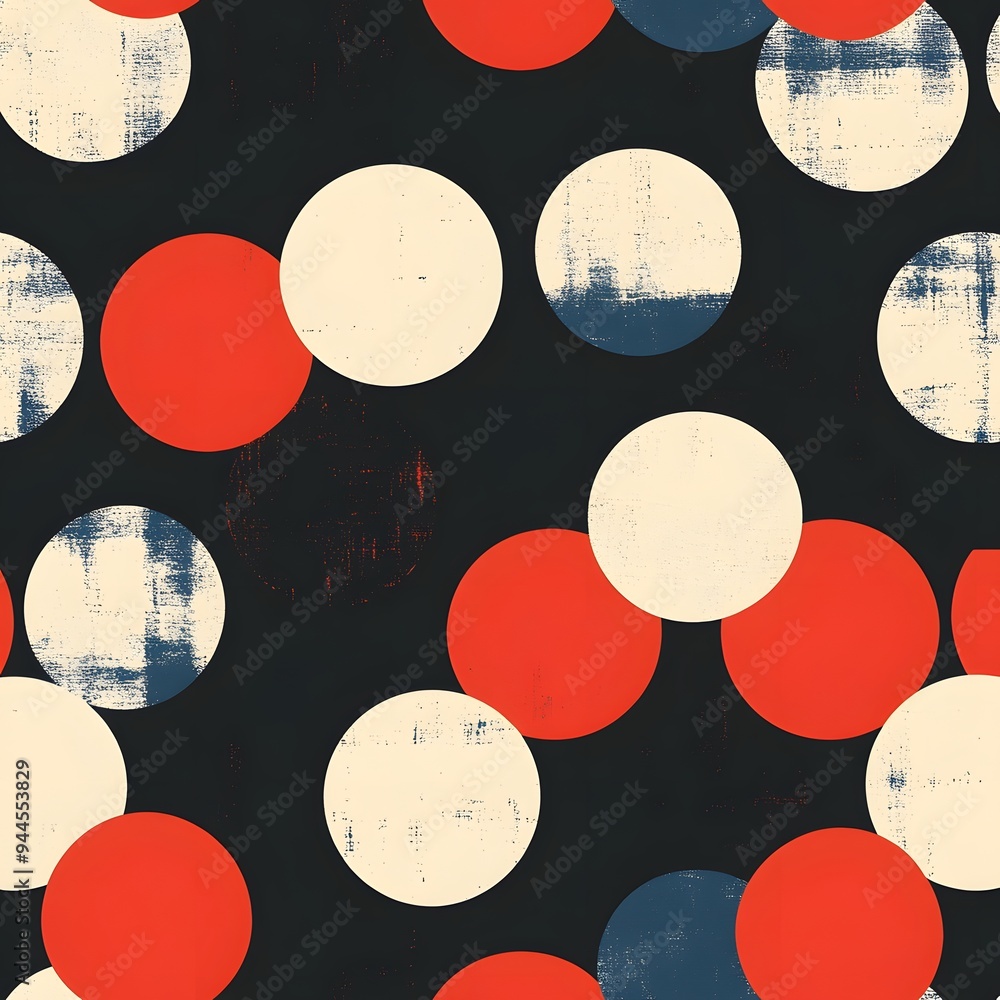 Aufkleber 148. **create a seamless pattern with bold, abstract circles in a high-contrast, modern design.**