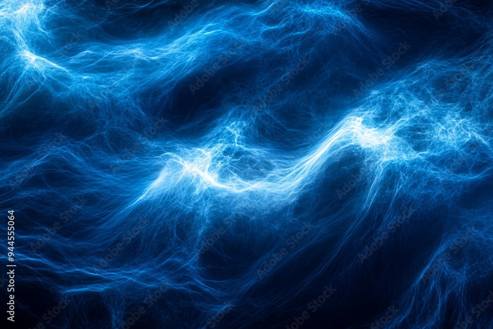 Poster a vibrant display of blue light and texture resembling flowing waves, creating an energetic atmosphe