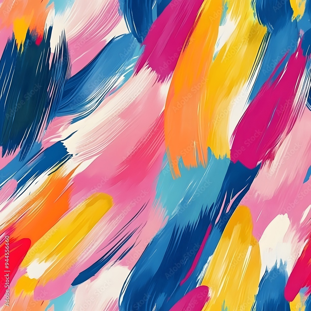 Poster 134. **design a seamless pattern featuring abstract, painterly brush strokes in a vibrant, mixed col
