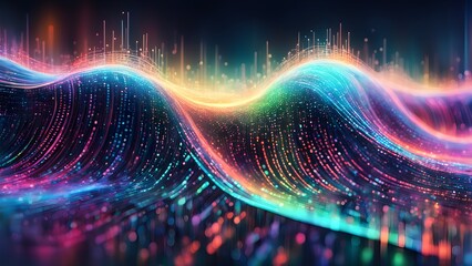 A colorful wave of light with a rainbow of colors