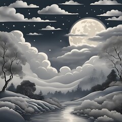 Tranquil Autumn Night Under Moonlight with Crisp Air and Starry Sky - 달빛 아래 선선한 공기와 별이 빛나는 고요한 가을밤