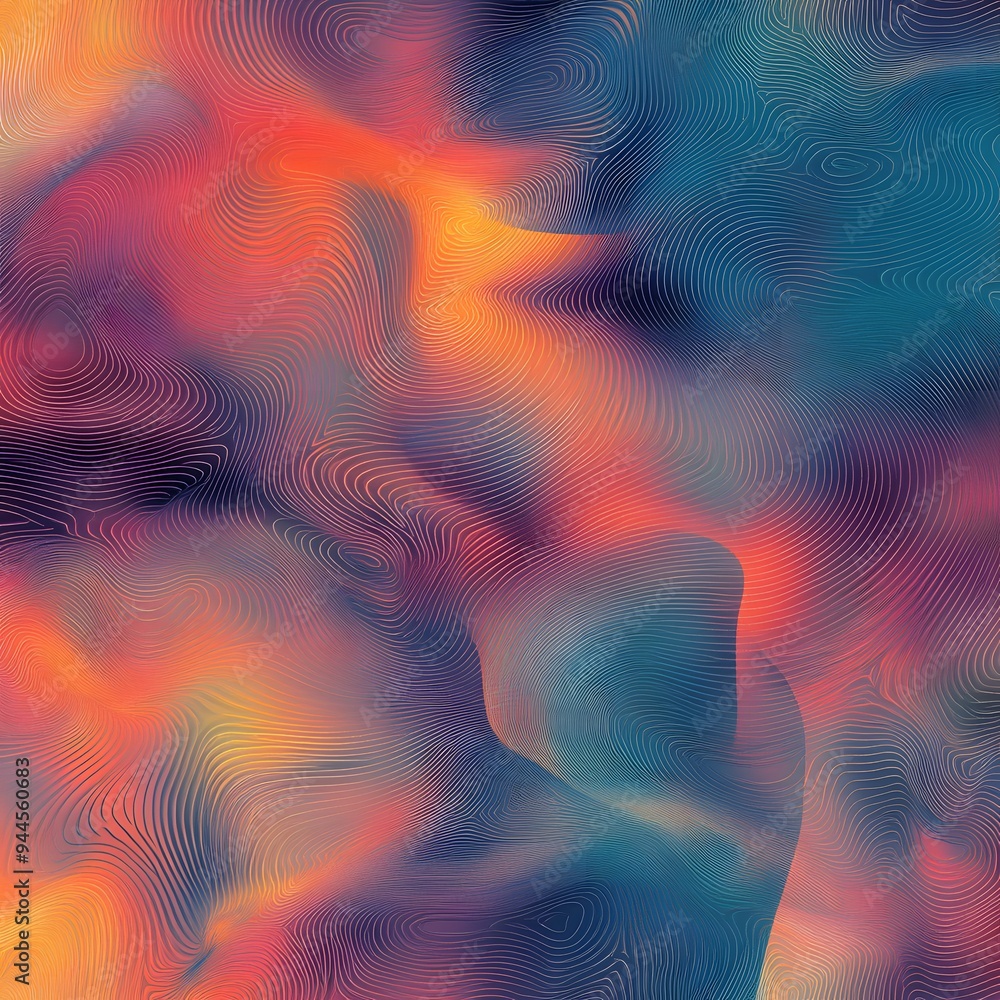 Aufkleber 143. **design a seamless pattern featuring abstract, flowing lines in a vibrant, gradient color pale