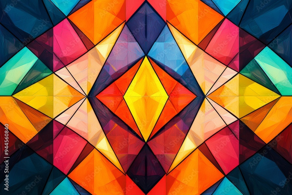 Wall mural abstract geometric pattern with vibrant colors created with generative ai