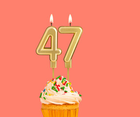 Birthday candle and cupcake - Number 47