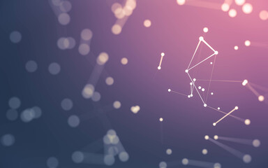 Abstract background. Molecules technology with polygonal shapes, connecting dots and lines. Connection structure. Big data visualization.