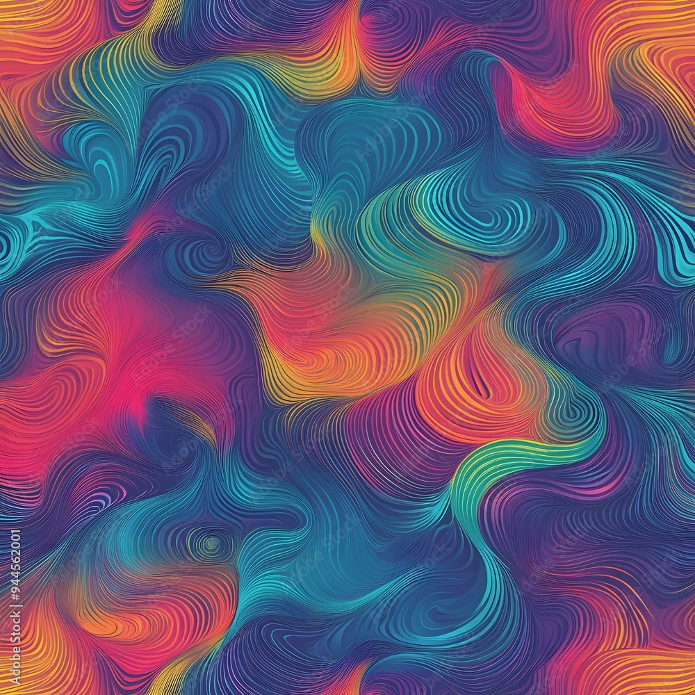 Poster 118. **create a seamless pattern with dynamic, swirling lines in a vibrant, multi-color gradient.**