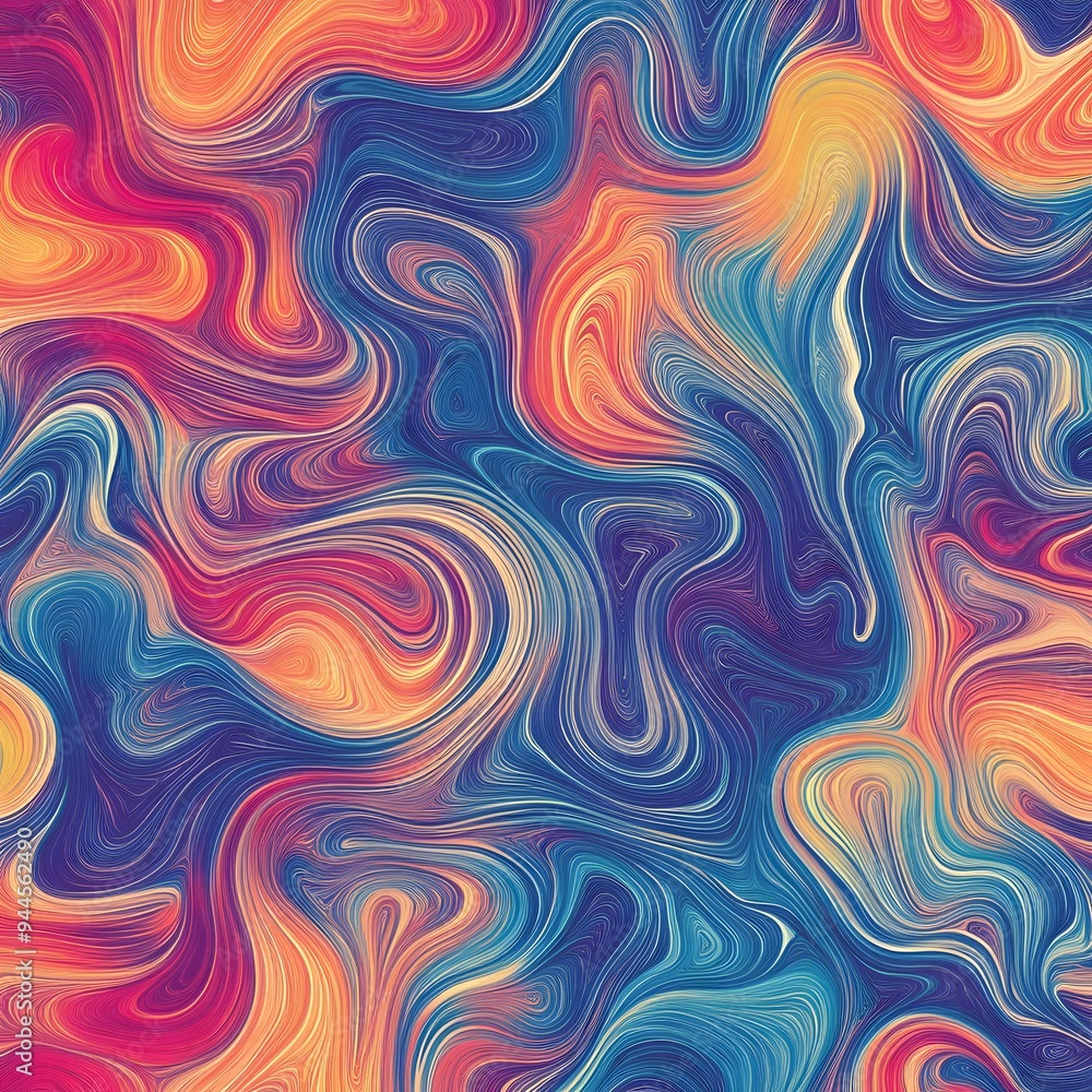 Poster 118. **create a seamless pattern with dynamic, swirling lines in a vibrant, multi-color gradient.**