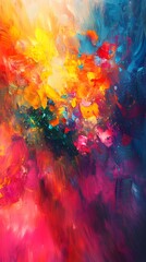 Abstract Painting with Vibrant Colors and Brushstrokes