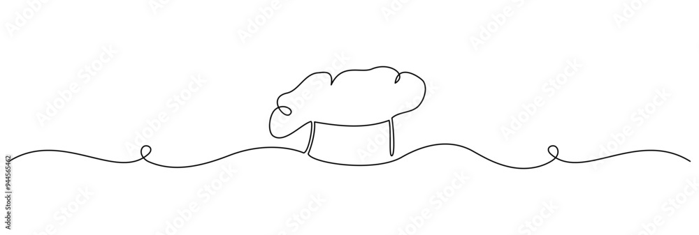 Aufkleber Chef hat in one continuous line drawing. Symbol of cooking and restaurant kitchen in simple linear style. Professional uniform in editable stroke. Doodle contour vector illustration