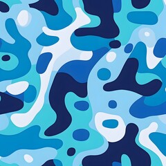 Fototapeta premium 127. **Create a seamless pattern with modern, abstract shapes in a cool, oceanic color scheme.**